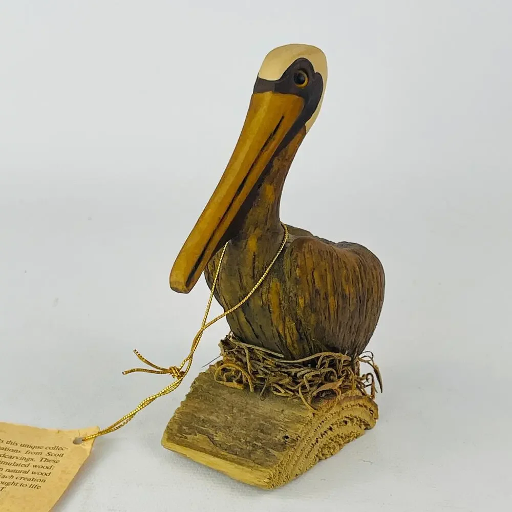 Wood Carved Pelican 4” Timely Art by Scott Janson
